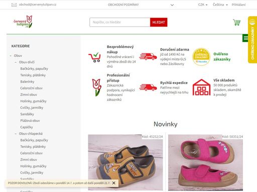 veškeré zboží máme skladem a obratem odesíláme.. zákazníci ve svých hodnoceních nejčastěji zmiňují tyto přednosti nákupu na www.cervenytulipan.cz
- rychlost doručení - velký výběr zboží: 50 000 produktů skladem!- příznivé ceny- ochota, skvělá komunikace