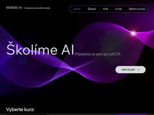 mański ai – vývojové a inovační studio. tvoříme weby na míru, e-shopy, ai asistenty a automatizovaná řešení. nabízíme školení umělé inteligence pro firmy i seniory a ochranu před podvody ai.
