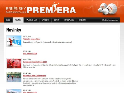 stránky badmintonového oddílu bc premiera