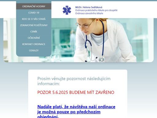 mudr. helena sedláková
ordinace praktického lékaře pro dospělé
ordinace závodního lékaře