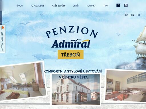 ubytování třeboň - penzion admirál se nachází v centru nové třeboně. nabízíme ubytování v třeboni pro rodiny s dětmi, cyklisty a turisty. součástí penzionu je výborná pekárna, parkoviště a půjčovna kol.