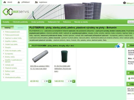 plotservis - ploty bohumín. prodej materiálu na ploty, pletiva, podhrabové díly a další výrobky. montáže oplocení, servis, opravy.
