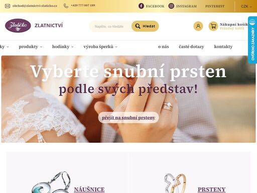 zlatnictví zlatíčko vám přináší zásnubní prstýnky a zlaté, stříbrné či ocelové šperky za skvělé ceny. provádíme rytiny do snubních či zásnubních prstýnků.