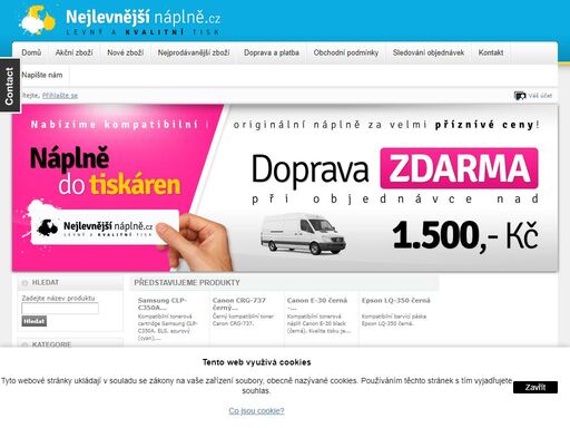 nejlevnějšínáplně.cz - internetový obchod - tonery a inkoustové cartridge do tiskáren hp, canon, epson, lexmark