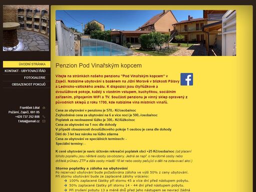 nabízíme ubytování s bazénem na jižní moravě v zaječí. náš penzion pod vinařským kopcem se nachází v blízkosti pálavy a lednicko-valtického areálu. součástí penzionu je historický vinný sklep s možností degustace vín od místních vinařů.