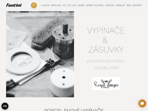 porcelánové vypínače fontini - tradiční retro vypínače z barcelony