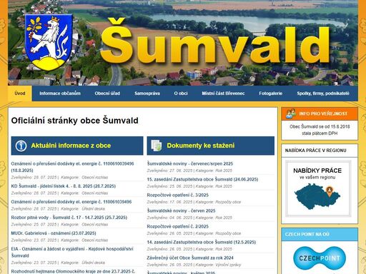 oficiální stránky obce šumvald a břevenec