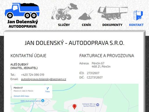 kontakt na prodej paliv, zemní práce - autodoprava jan dolenský - liberecký kraj.