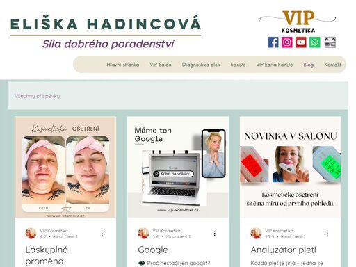 vip kosmetika - profesionální kosmetické poradenství a ošetření s důrazem na kvalitní produkty a individuální přístup pro každý typ pleti. 