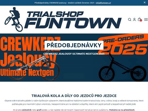 distribuce a online prodej trialových kol, komponentů a náhradních dílů značek clean, crewkerz, waw, ozonys, bonz