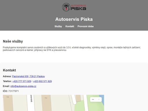 autoservis piska, papírenská 938, 739 21 paskov,tel.: +420777571929, +420602571929 email: info@autoservis-piska.cz