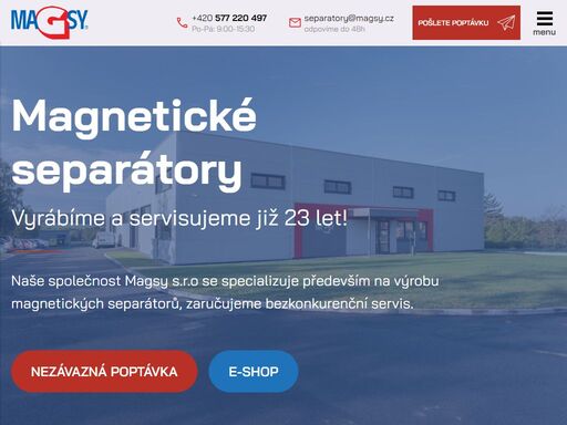 23 let výroby magnetických separátorů ?? 50 000+ prodaných separátorů ?? cenová nabídka zdarma ?? servis po cele evropě ??