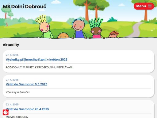 naše školka má nadstandardní vybavení několika tříd a o děti se stará stabilní a dobrý tým zkušených pedagogů ve čtyřech třídách.
