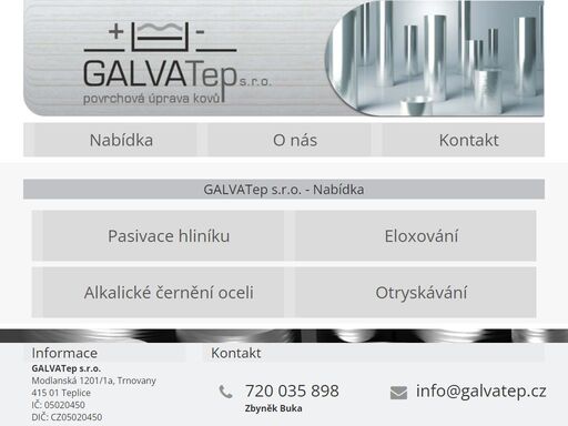 nabídka služeb a produktů společnosti galvatep s.r.o.