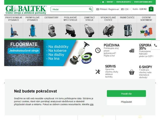 podlahové mycí stroje, průmyslové vysavače, extraktory