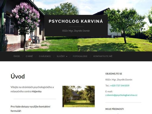 psychologické a relaxační centrum hájenka - rsdr. mgr zbyněk domin. karviná.