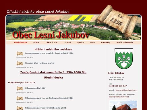 oficiální stránky obec lesní jakubov - vysoeina