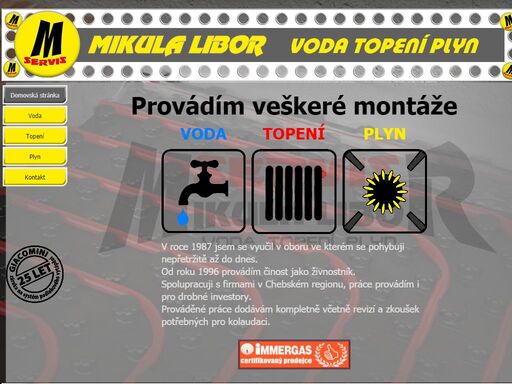 voda topení plyn m servis mikula libor cheb instalaterství topenářství montáže podlahové vytápěni kondenzační kotle