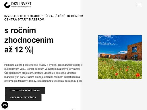 investujte do dluhopisů od 50 tisíc kč s ročním zhodnocením 12 % a vyplácením každé 3 měsíce a zajistěte společné bydlení manželským párům v seniorním věku. 