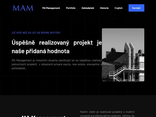 ma management je investiční skupina zaměřující na úspěšnou realizaci projektů v oblastech private equity, nemovitostí, energetiky a pohledávek.