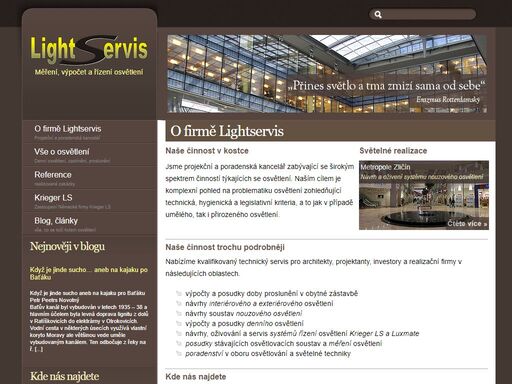 domovská stránka firmy lightservis