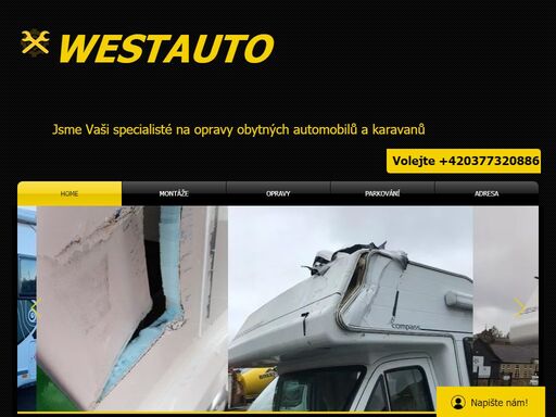 westauto se zabývá specializovanými opravami všech značek obytných aut a karavanů opravy kompozitových, plastových a plechových povrchů poškozených karoserií obytných automobilů a karavanů. opravy netěsností montáže doplňků montáže klimatizací. specializovaným číštěním a úklidem obytných aut a karavanů.