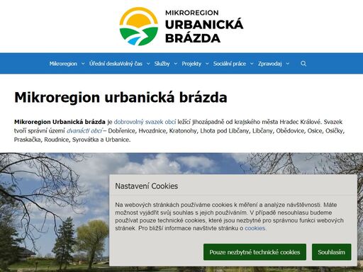 mikroregion urbanická brázda je dobrovolný svazek obcí ležící jihozápadně od krajského města hradec králové.