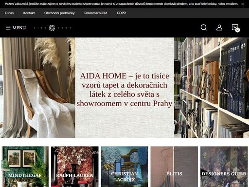 internetový obchod plný designových tapet a látek od známých světových značek oblíbených u architektů a designérů s showroomem v centru prahy.