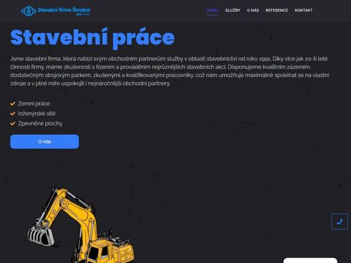 škrabal - stavební práce jihlava od roku 1991. zemní práce, inženýrské sítě, zpevněné plochy. disponujeme kvalitním zázemím a vybavením.