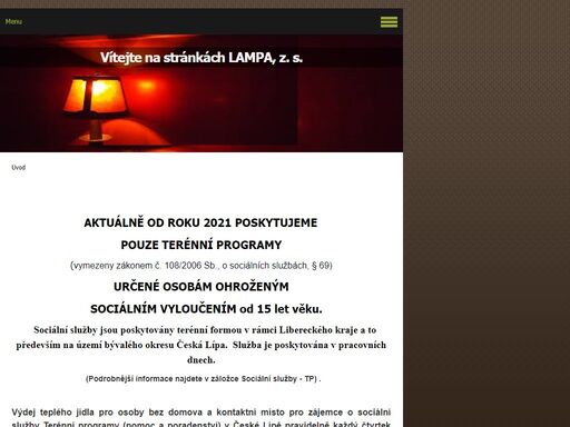 stránky občanského sdružení lampa - nízkoprahové zařízení pro děti a mládež, terénní programy....