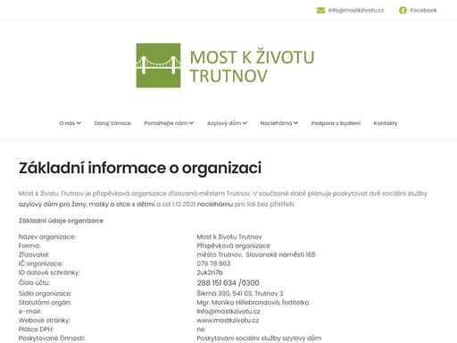 azylový dům most k životu trutnov