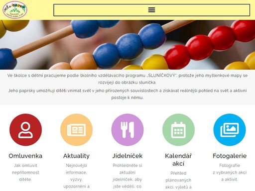 ve školce s dětmi pracujeme podle školního vzdělávacího programu „sluníčkový“, protože jeho myšlenkové mapy se rozvíjejí do obrázku sluníčka.