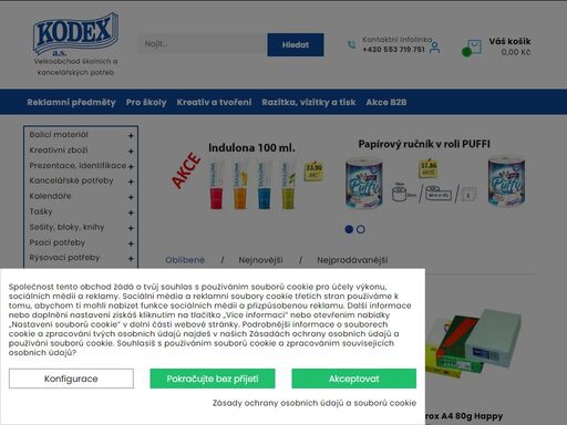 papírnictví kodex online - školní potřeby, kancelářské potřeby a jiné papírenské zboží