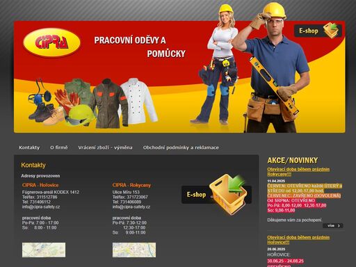 prodáváme pracovní oděvy, pracovní obuv, pracovní rukavice, ochranné pomůcky a prostředky pro řešení úniků kapalin. e-shop s prodejem po celé čr. prodejny ve městech beroun, hořovice, rokycany.