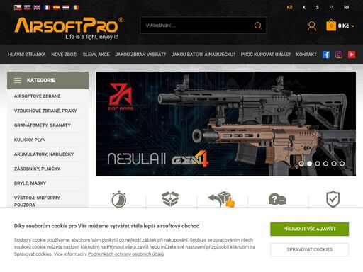 eshop s airsoft potřebami. nabízíme upgrade a náhradní díly, zbraně, střelivo, baterie i ochranné pomůcky.