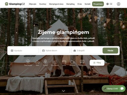 glamping je moderní trend, který nabízí milovníkům stanování, kempování neobvyklý luxus a komfort. najděte s námi atraktivní destinace pro ubytování a pobyt v přírodě!