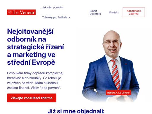 robert le veneur je mezinárodně uznávaný expert na marketing a management. patří k nejcitovanějším odborníkům ve střední evropě na téma strategie, marketingu, pricingu a řízení firem.