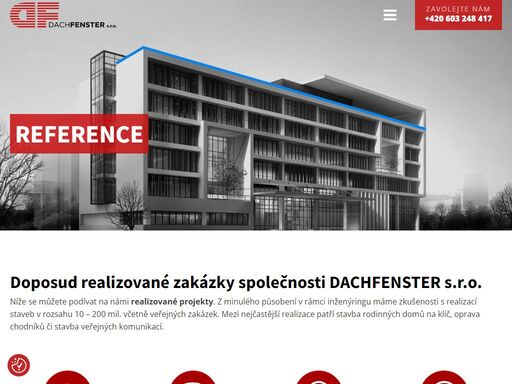 společnost dachfenster s.r.o. vznikla v roce 2020 spojením dvou dlouhodobě spolupracujících stavebních subjektů, jako logický posun ke kompletnímu provádění staveb na klíč, včetně zajištění jednotlivých subdodávek a technologií dle individuálních požadavků investora.