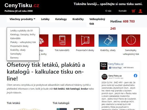 cílem serveru je poskytovat zákazníkům naší ofsetové tiskárny rychlé a přehledné informace o cenách  
tisku letáků, katalogů, kalendářů, brožur a jiných tiskovin.