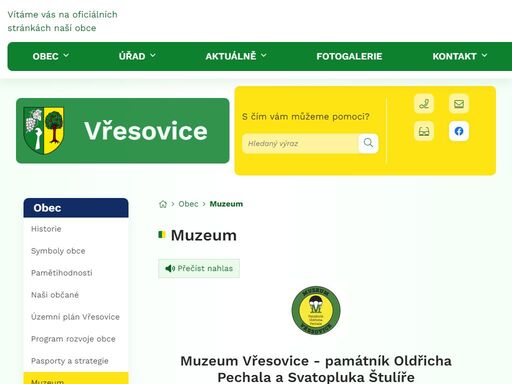 obec vřesovice, obecní úřad vřesovice, úřední deska,muzeum,obec oficiální stránky obce vřesovice