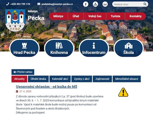 oficiální stránky městyse pecka