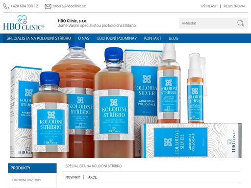 firma, výrobce, hbo clinic,s.r.o., certifikovaná výrobní laboratoř, dodává na trh vysoce kvalitní produkty koloidního stříbra.