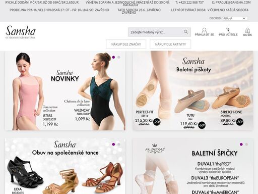 největší taneční prodejna s nejširší nabídkou obuvi, oblečení a doplňků na balet, modernu, latinu, flamenco, step, jazz, gymnastiku, krasobruslení a další..