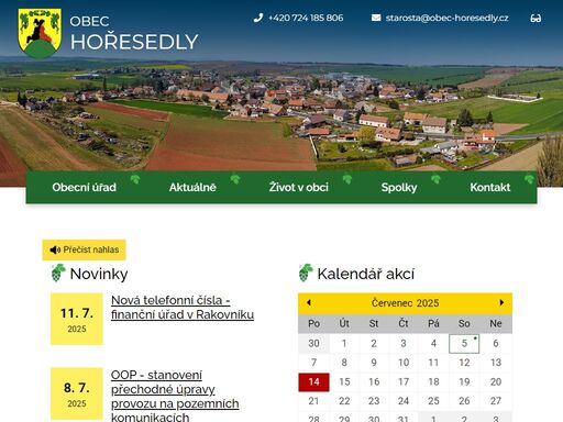 oficiální stránky obce hořesedly