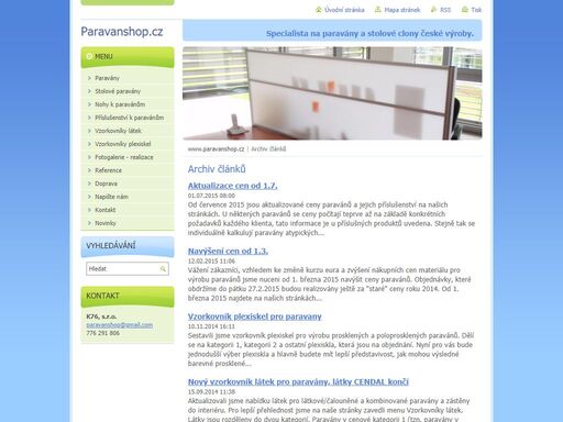 kancelářské paravány, stolové clony a zástěny do interiéru - čalouněné i z plexiskla, látkové paravány, paravány z lamina. vše najdete na paravanshop.cz