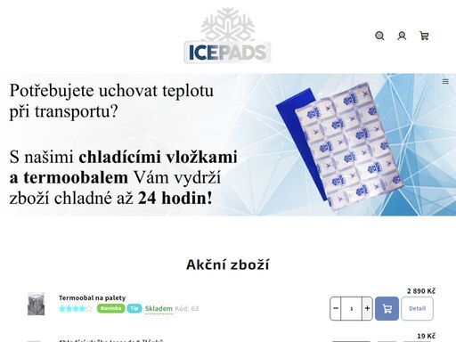 chladicí vložky, termoobaly pro uchování teploty během tranportu