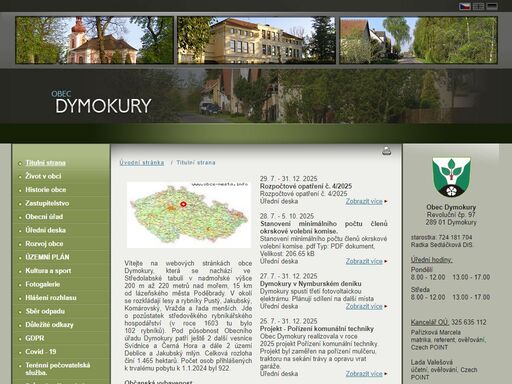 oficiální stránky obce dymokury
