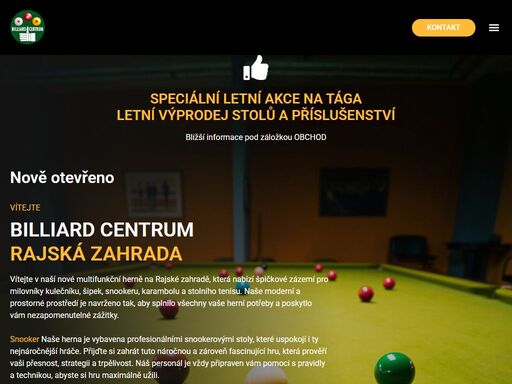 největší plně klimatizovaná herna v čr. přijďte se pobavit u kulečníku - karambol, snooker, pool i pyramida - , šipek či stolního tenisu