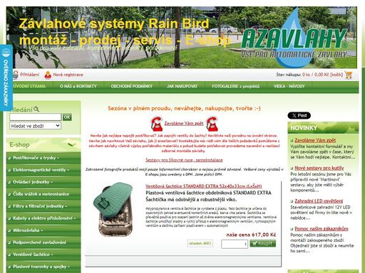 najdete zde zboží pro automatické závlahy od firem  rain bird  krain hunter