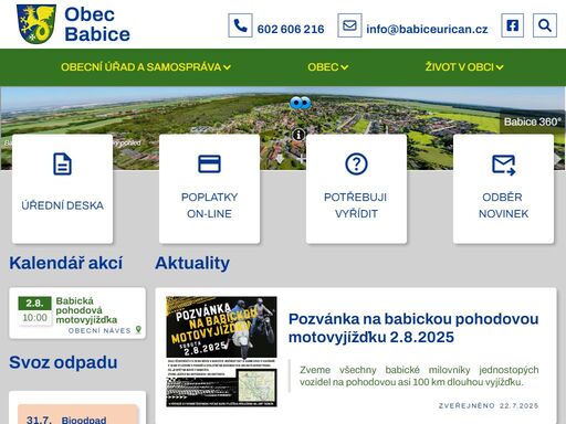 oficiální stránky obce babice u říčan. informace pro občany, aktuality z obce, úřední deska, kulturní a sportovní akce i další informace přehledně na jednom místě.
